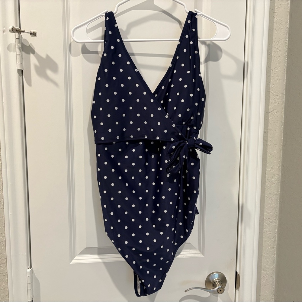 Old Navy Maternity Polka-Dot V-Neck Wrap-Front One-Piece Swimsuit